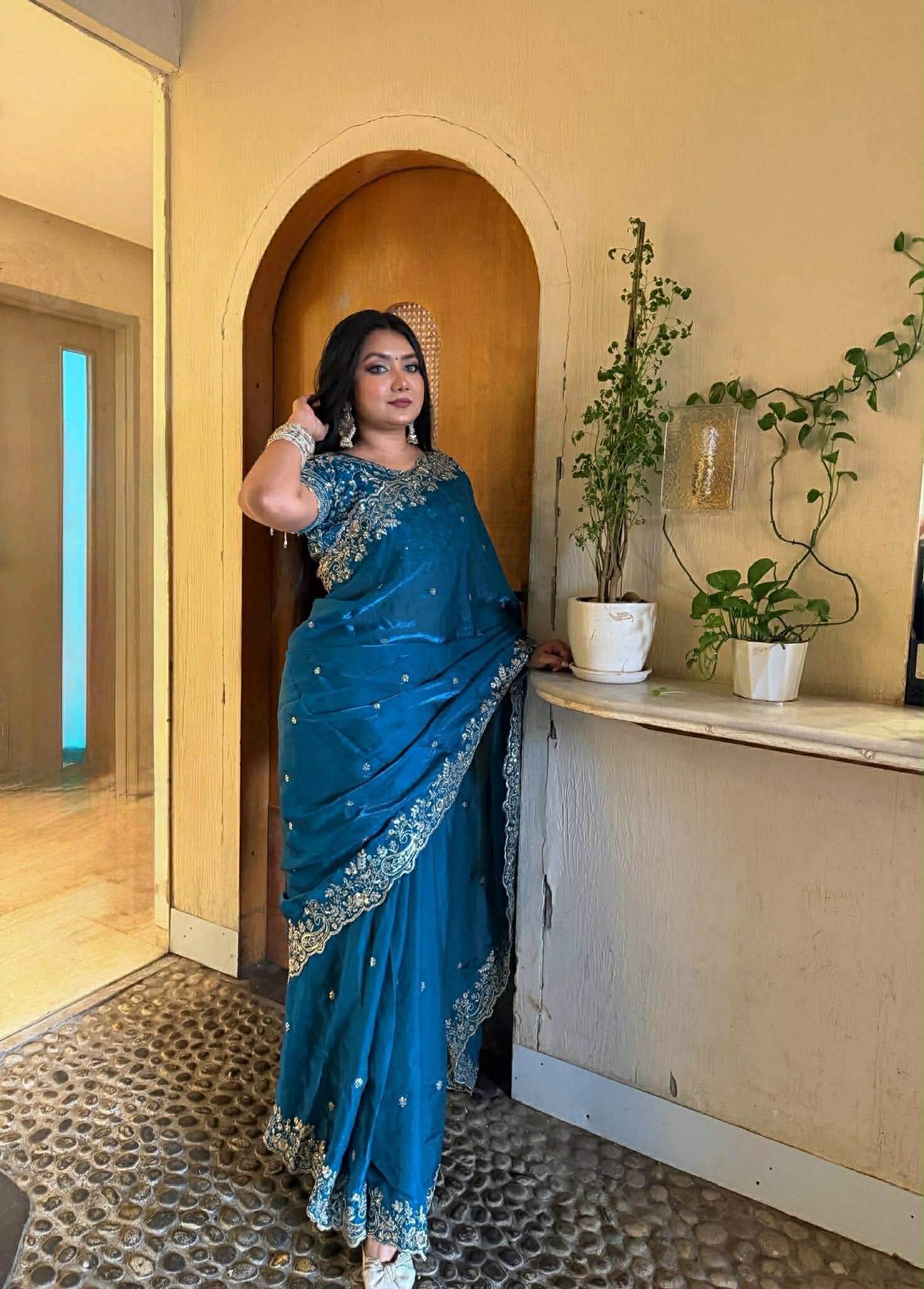 ইন্ডিয়ান জেমিচু ফ্যাব্রিক শাড়ি